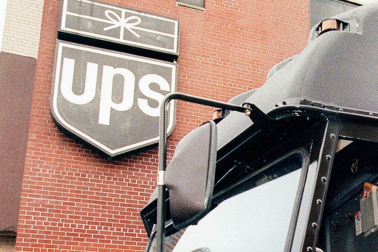 UPS distribution center in New York with a UPS truck visible at the front of the image.
